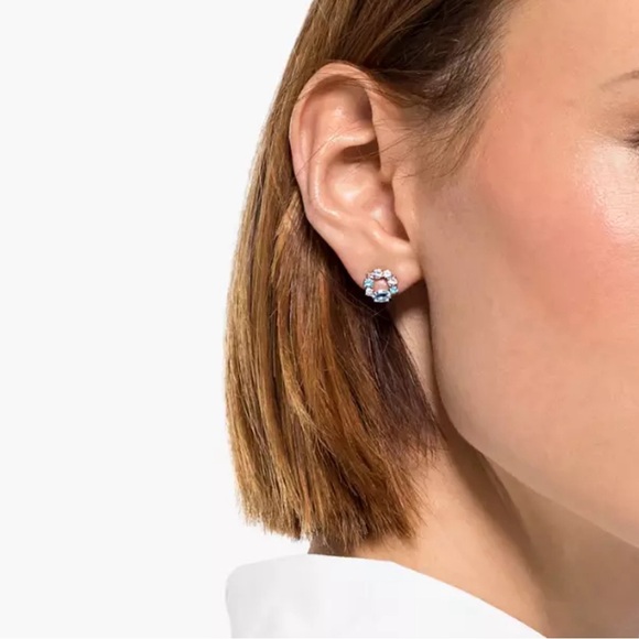 Swarovski Attract Circle Stud Pierced Earrings, Multicolored, Rhodium plated - Picture 3 of 8